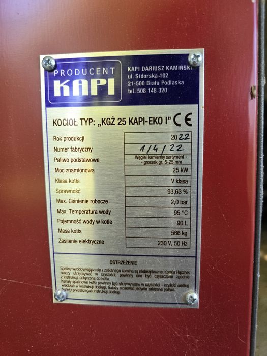 Piec z podajnikiem Kapi 5 V klasa NOWY