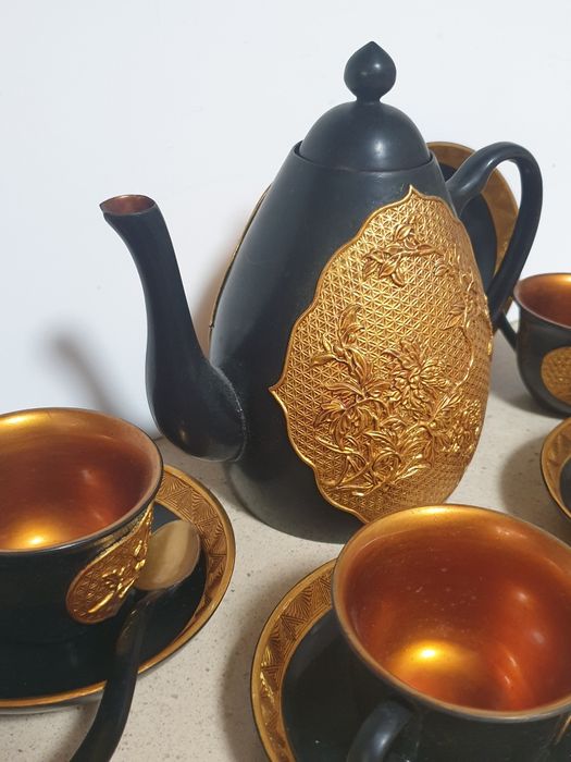 Serviço de chá asiático vintage em charão - para 4 pessoas