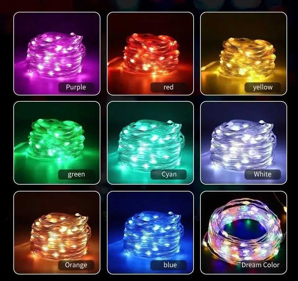 Гирлянда Капля Росы USB LED RGB 10м + Bluetooth + Микрофон + Пульт