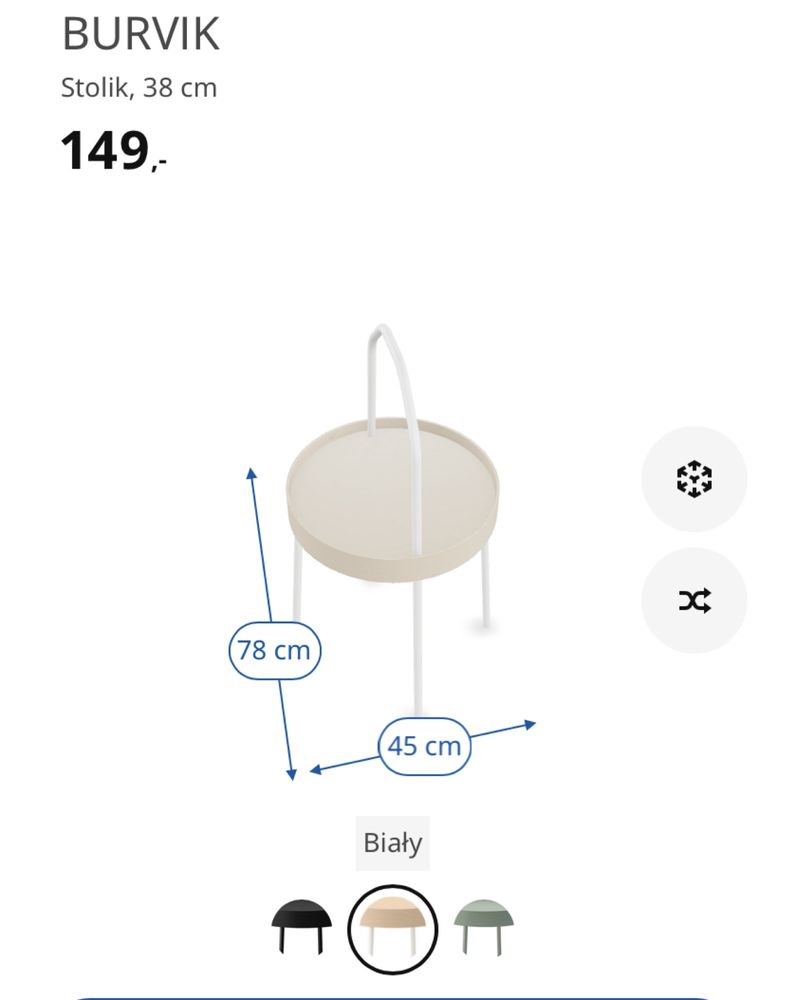 Ikea Burvik stolik nocny stolik kawowy do przenoszenia