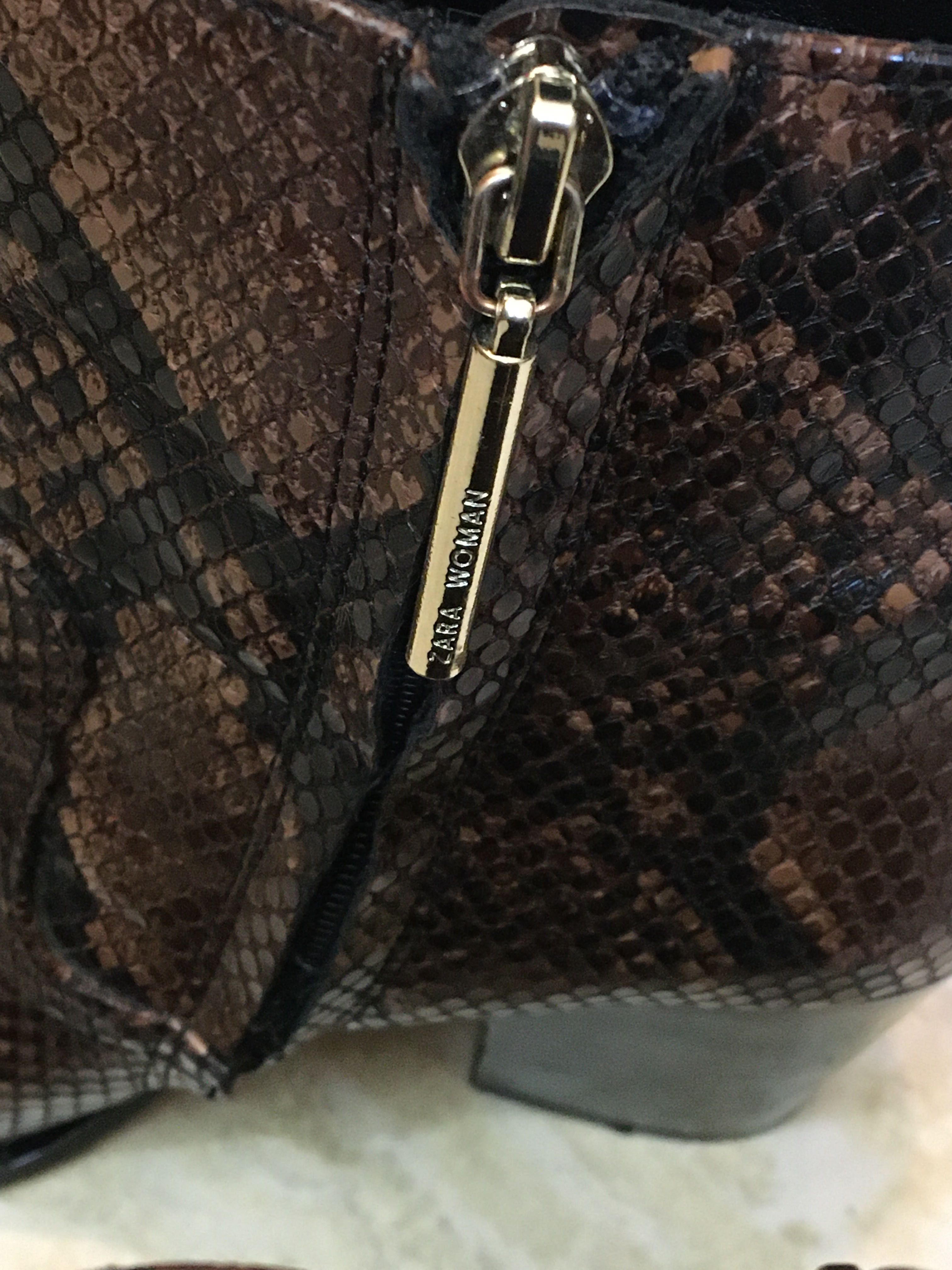 Zara Woman, 37, 23,5 cm, wężowy wzór, zwierzęcy, botki na klocku