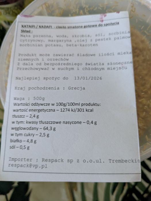 Ciasto kadayif do czekolady dubajskiej 300g