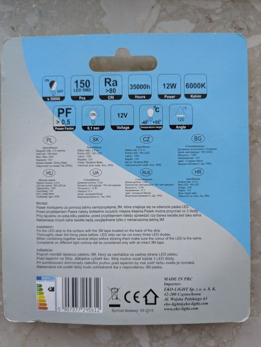 Taśma LED 2,5m zimny bialy