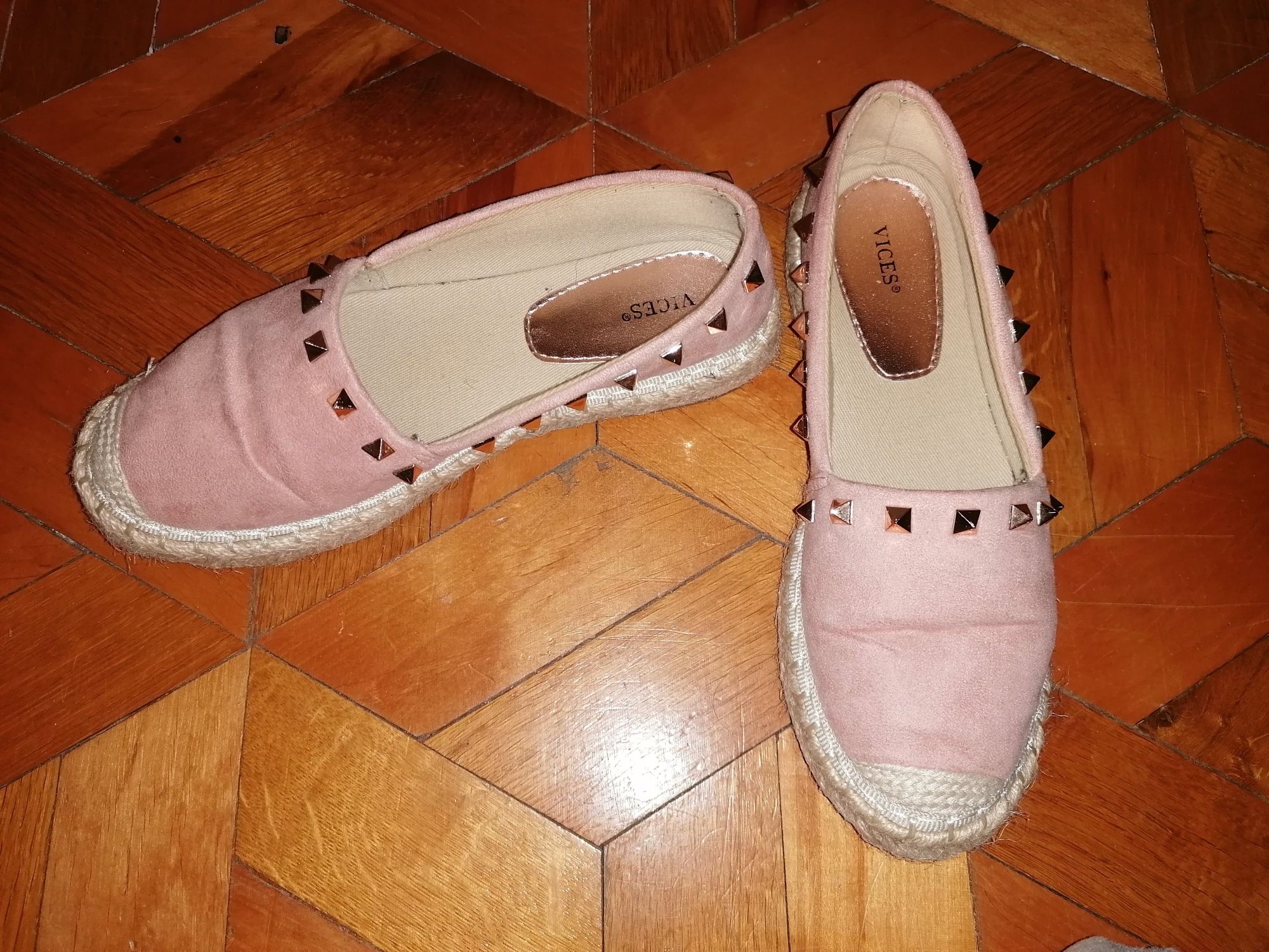 Buty, Różowe espadryle, slomiana podeszwa, rozmiar 36