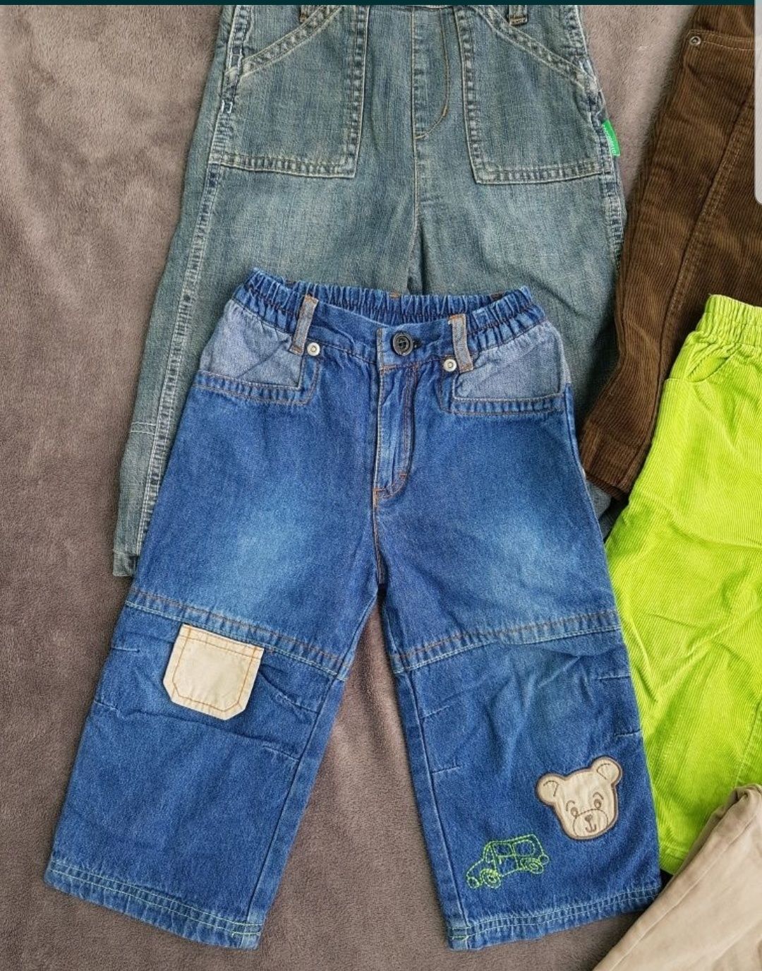 Zestaw spodni paczka jeansowe 86 ogrodniczki