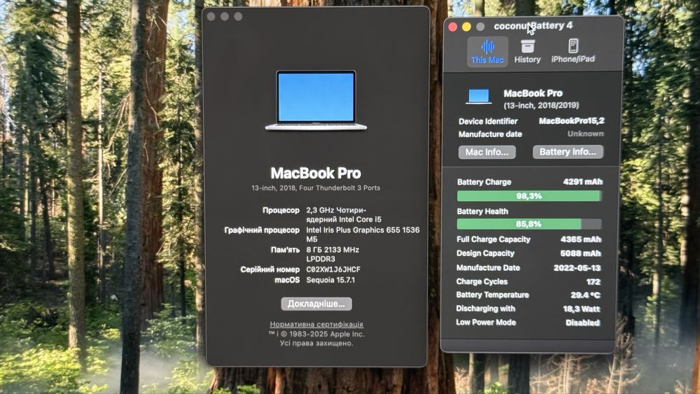 MacBook Pro 13" 2018 (Silver, 8/512 ГБ, A1989) USA