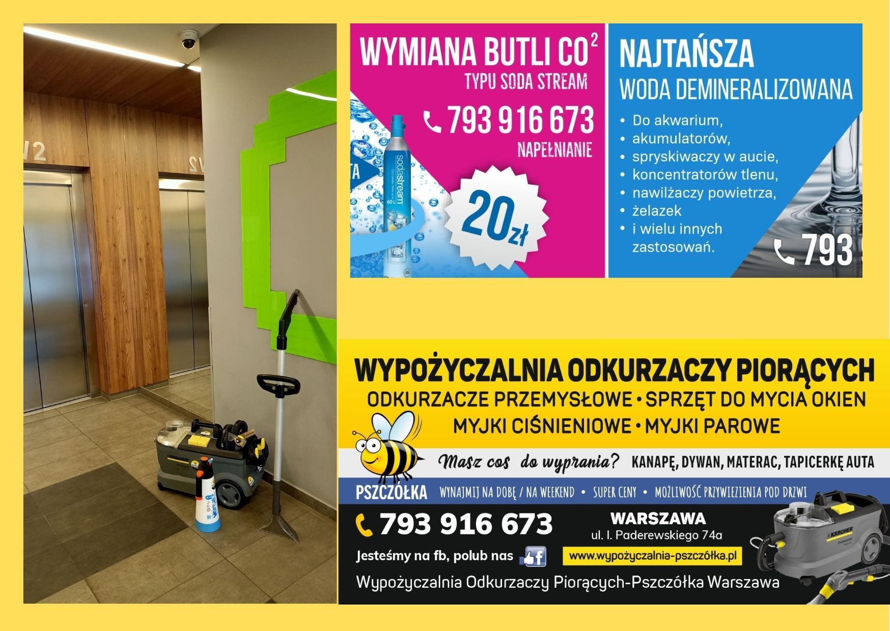 Wynajem Odkurzaczy Piorących Karcher 24h/Rembertów/Ząbki/Warszawa i ok