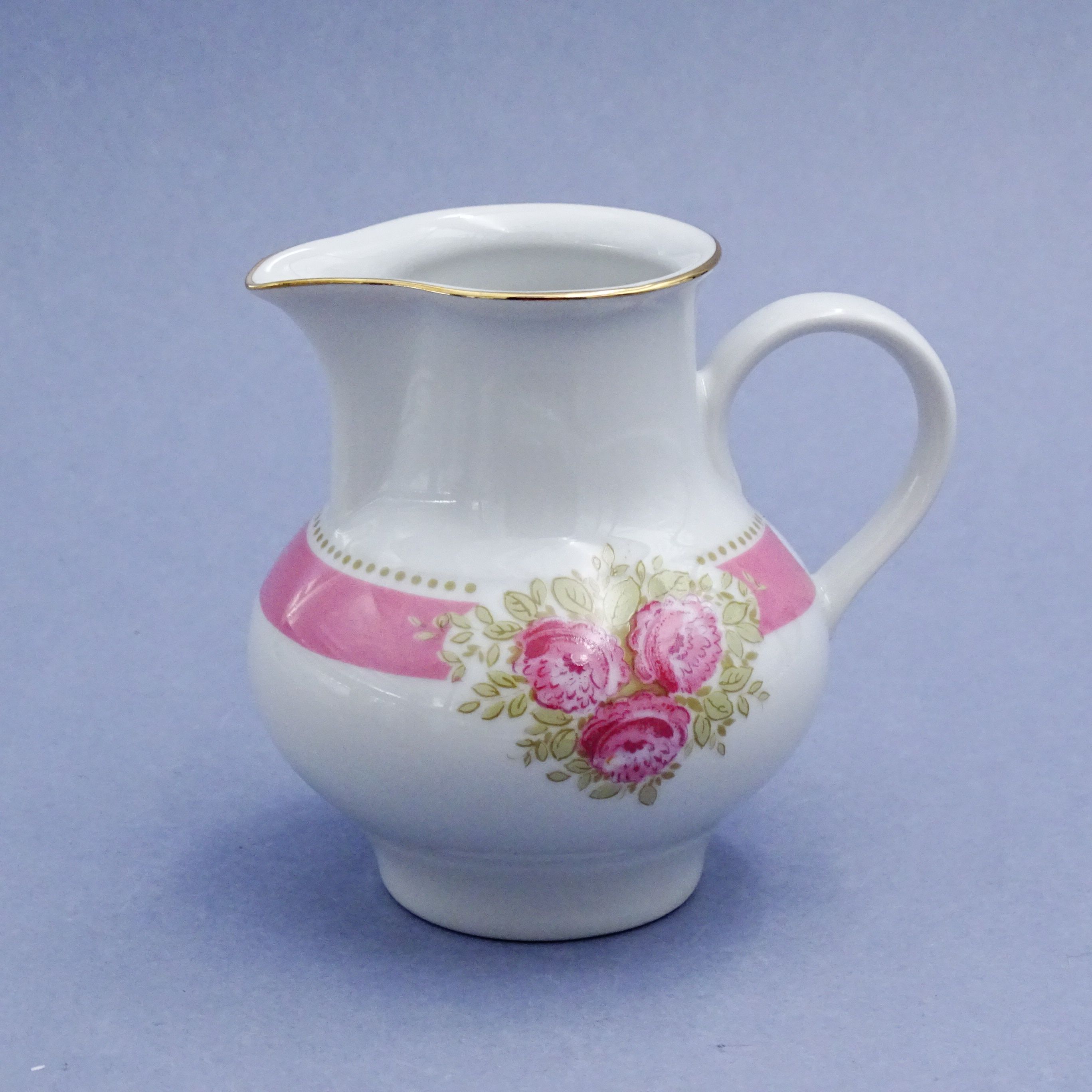 lata 60/70-te piękny mlecznik dzbanuszek porcelanowy różowe kwiaty