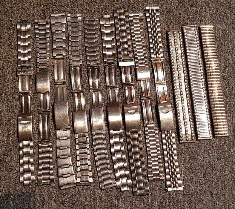 Zestaw 12 starych bransolet do męskich zegarków