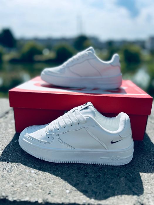 Nike air Force leather white кроссовки осенние Найк Форс белые