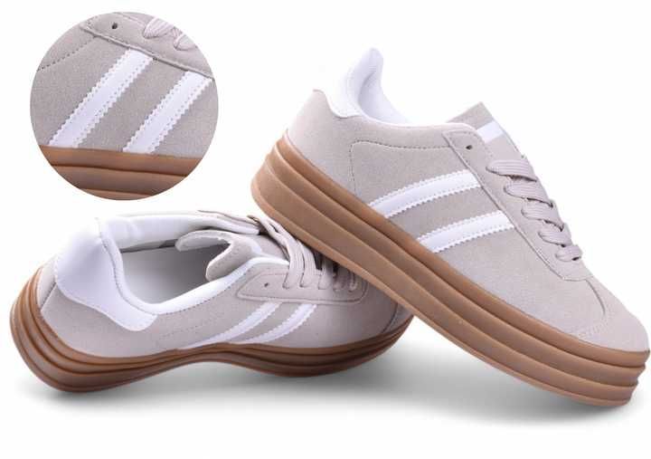 Buty Damskie Sportowe Sneakersy na platformie G Gazelee beżowe r.37