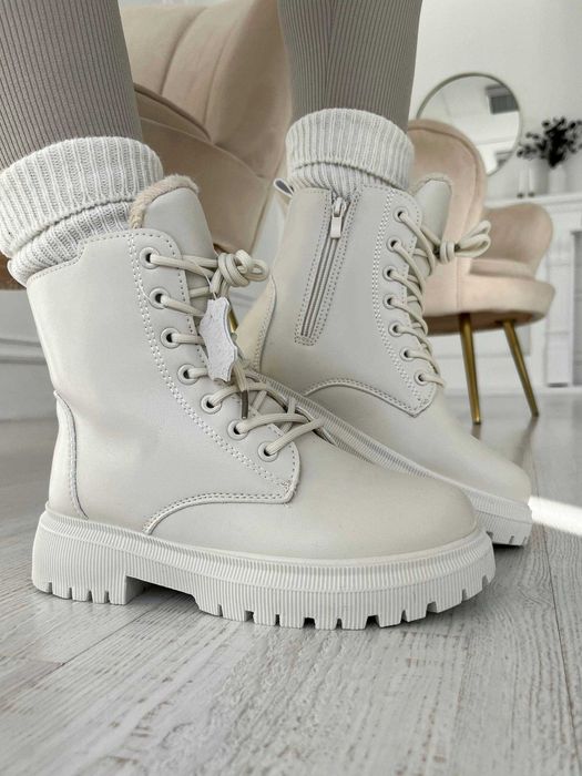 Жіночі зимові черевики бежеві | женские зимние ботинки