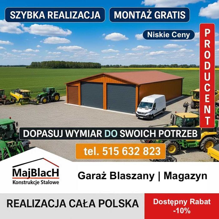 Złoty Dąb/ Magazyn/Hala Garaż Blaszany - DREWNOPODOBNY  – Maj-Blach