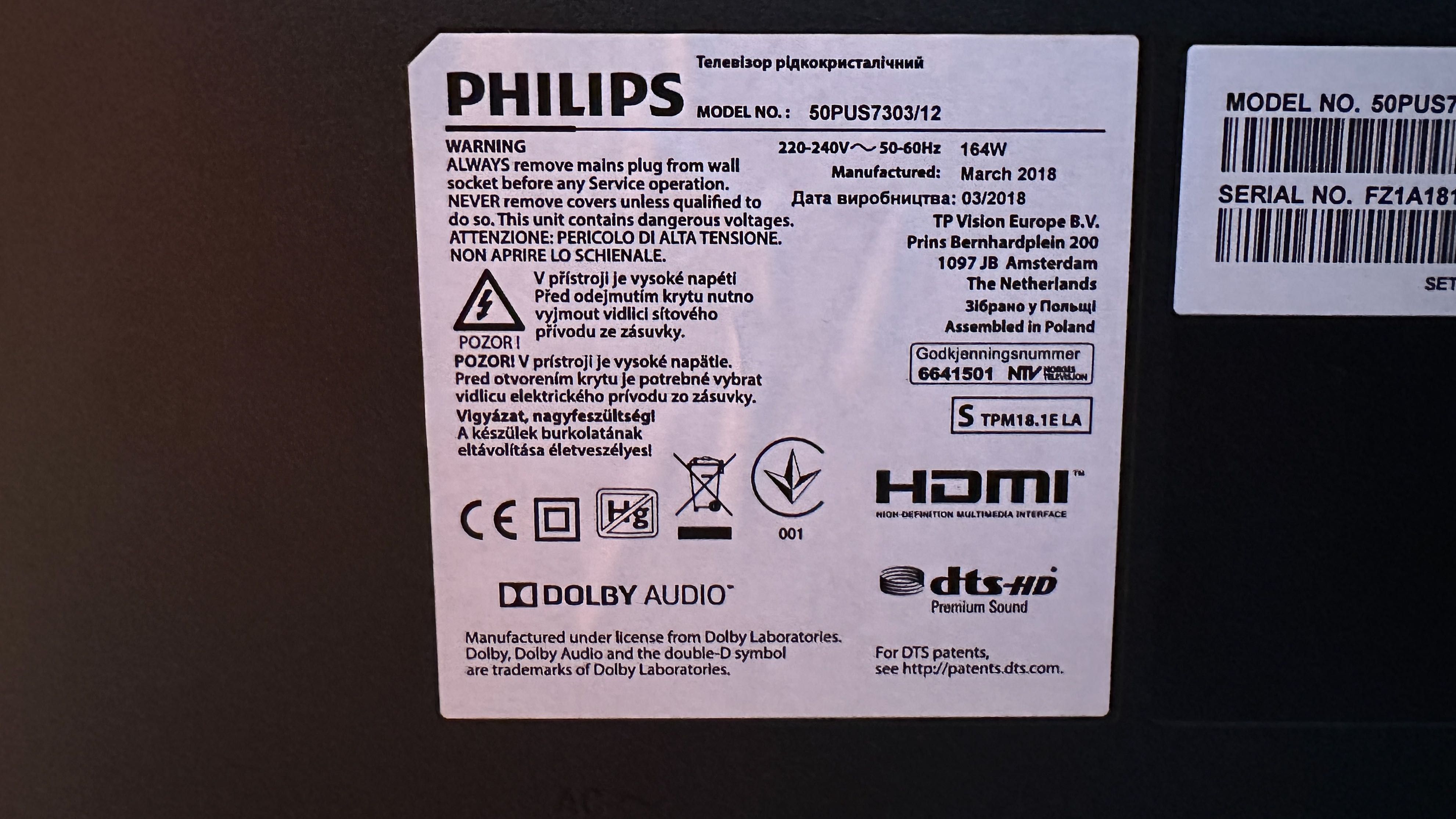 Telewizor Philips LED Android 4K UHD 50PUS7303/12