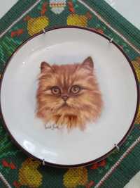Talerz ozdobny porcelanowy - kot