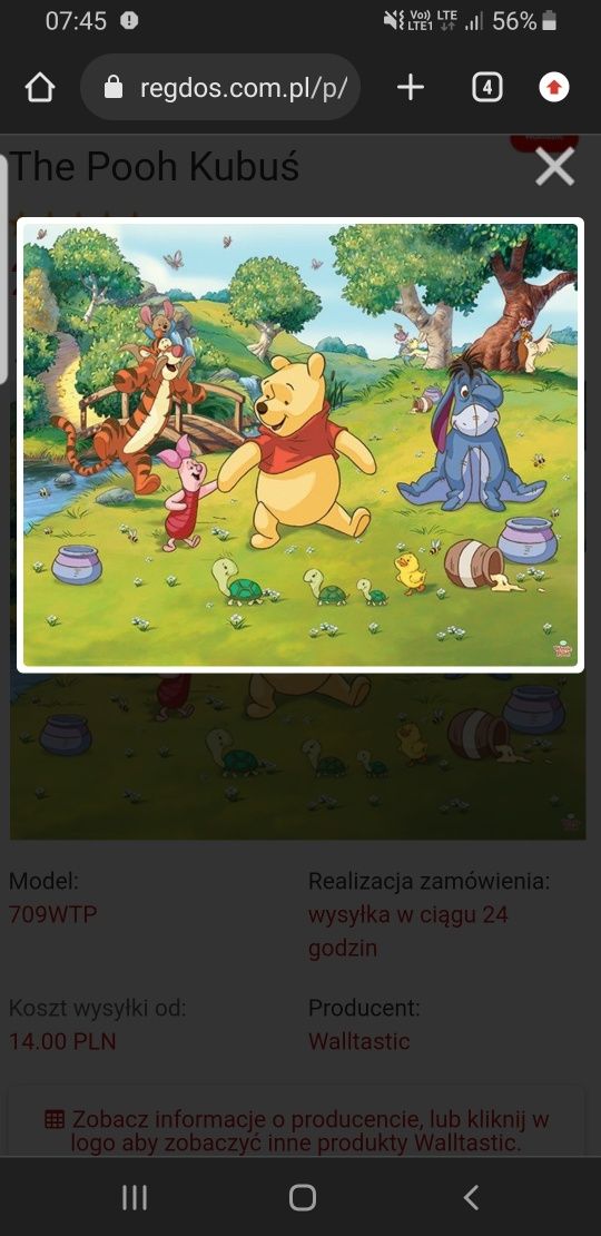 Fototapeta Kubuś Puchatek Disney winnie the pooh