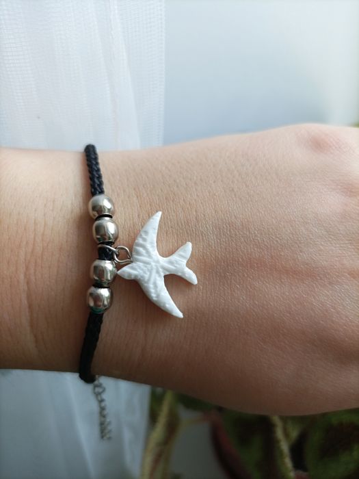 Браслет з ластівкою, горлицею ручної роботи!