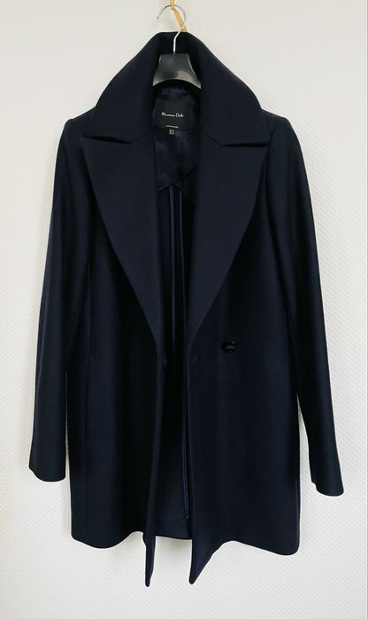 Massimo Dutti granatowy płaszcz L