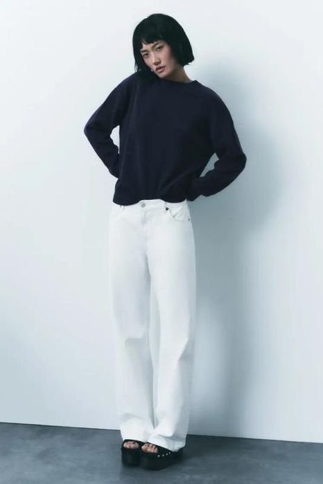 Кашеміровий светр ZARA колір синій індіго