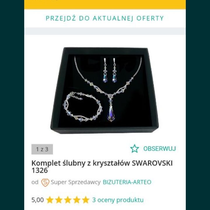 Biżuteria ślubna komplet