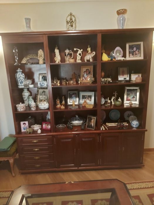 Estante de sala para colocar fotografias e livros