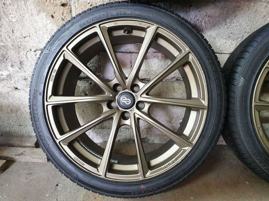 Felgi alu Enkei złote brązowe R20 5x108 opony 245/40R20 6,5mm 2024r