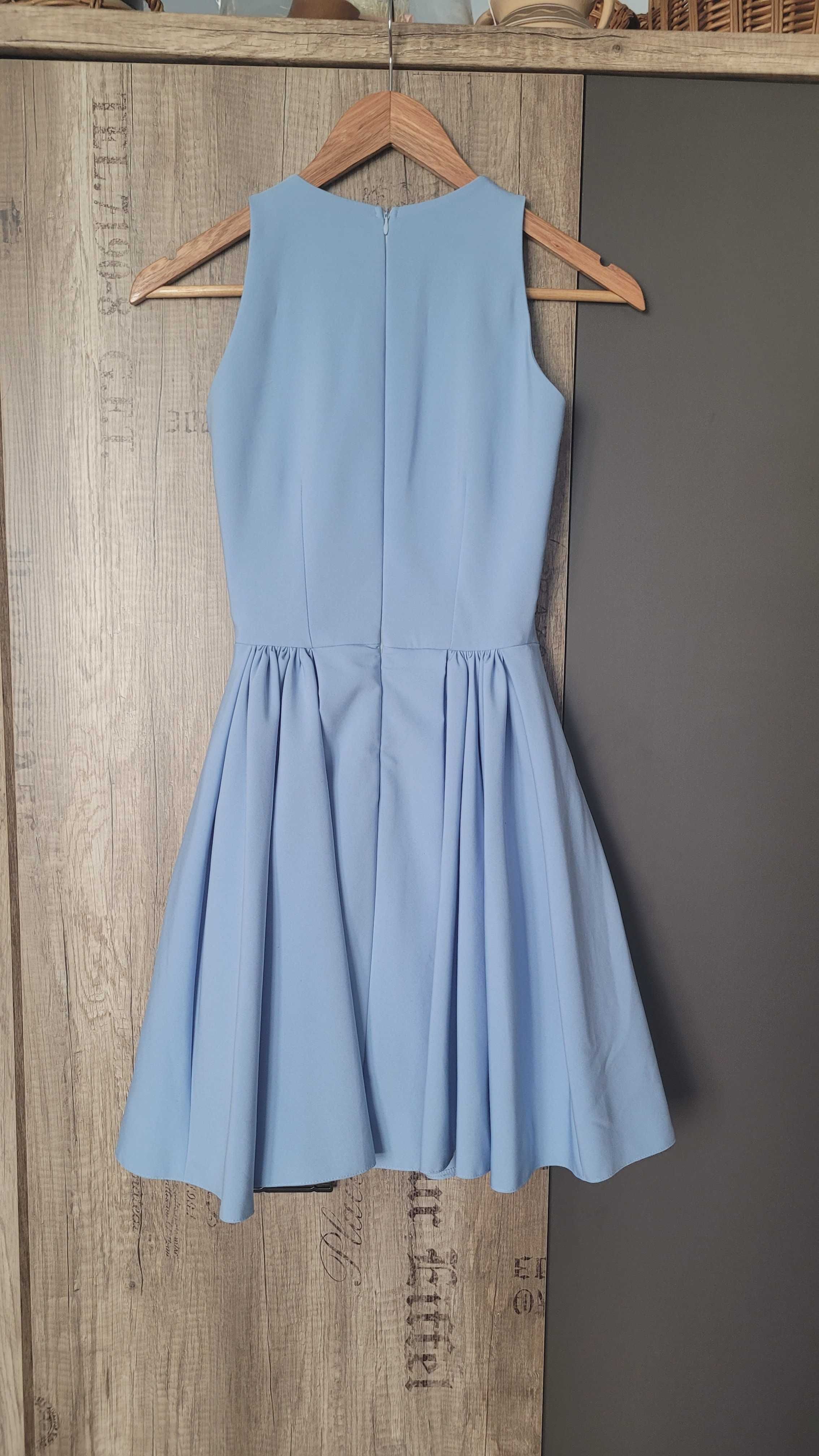 Prześliczna jasnoniebieska sukienka wesele uroczystości 34 XS