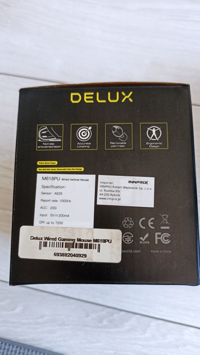 Pionowa mysz ergonomiczna Delux M618PU