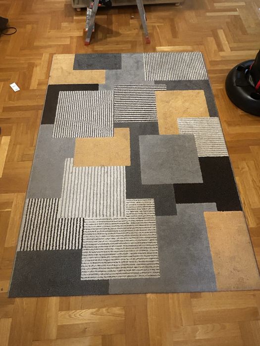 Dywan 120x160 zolty czarny bialy