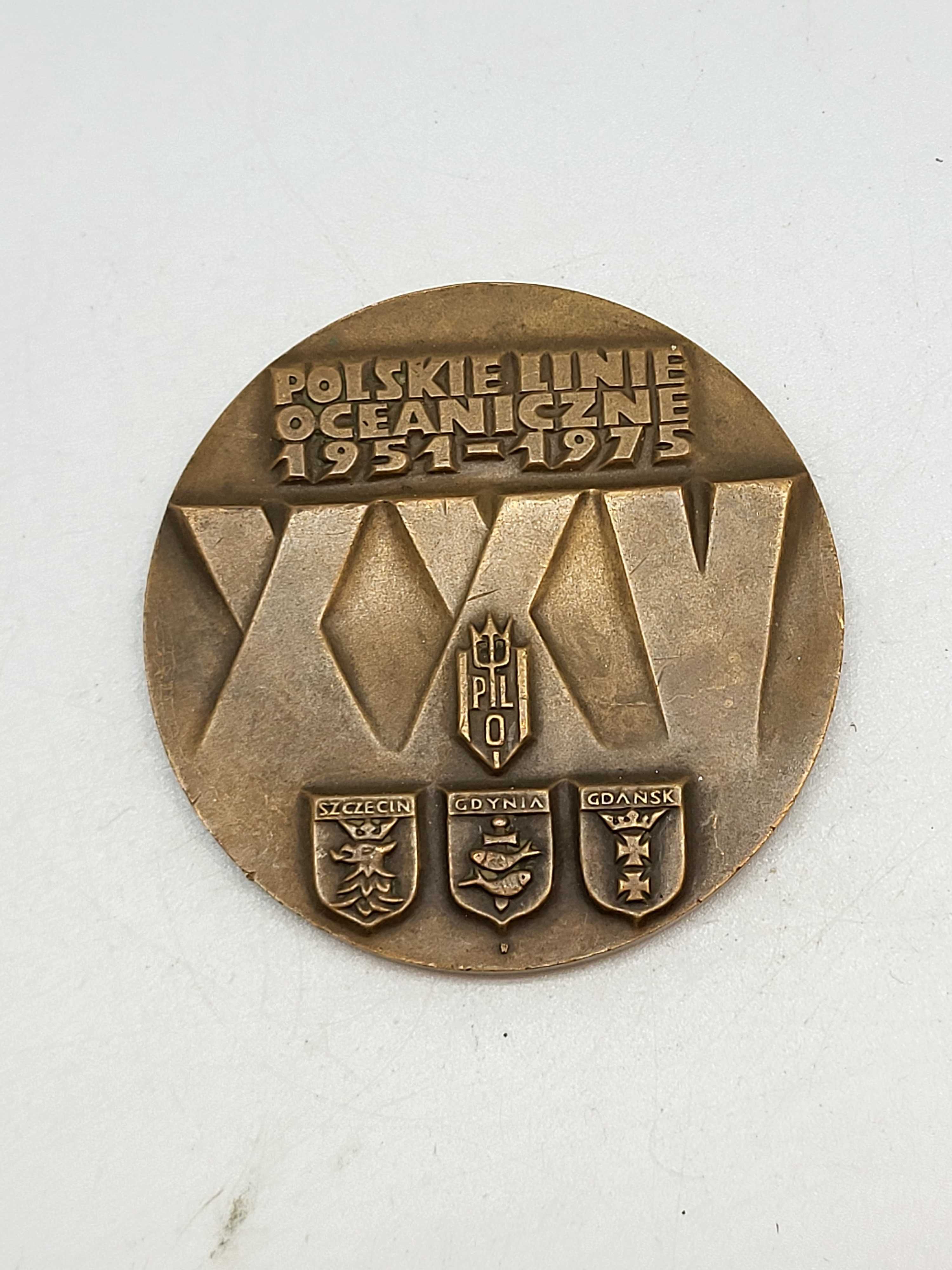 Stary Pamiątkowy Medal Polskie Linie Oceaniczne 1951r 1975r Gdańsk PRL