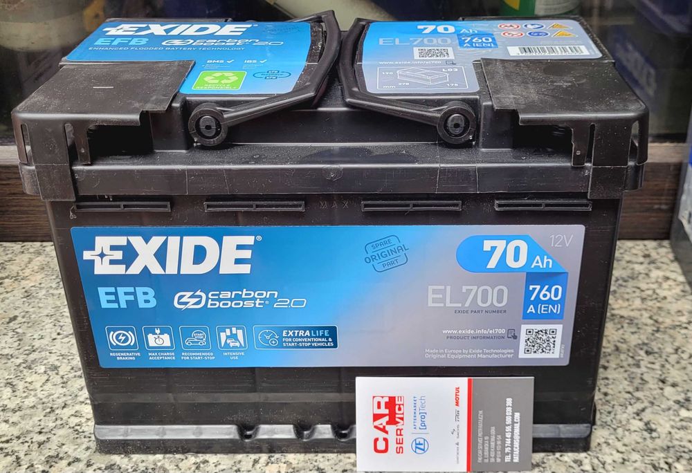 Sklep Serwis Nowy Akumulator EXIDE 70AH 760A EFB Montaż Kodowanie