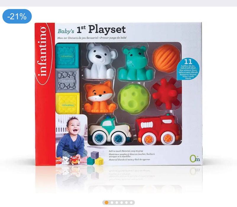 Ігровий набір Infantino машинки , звірі , мʼячики