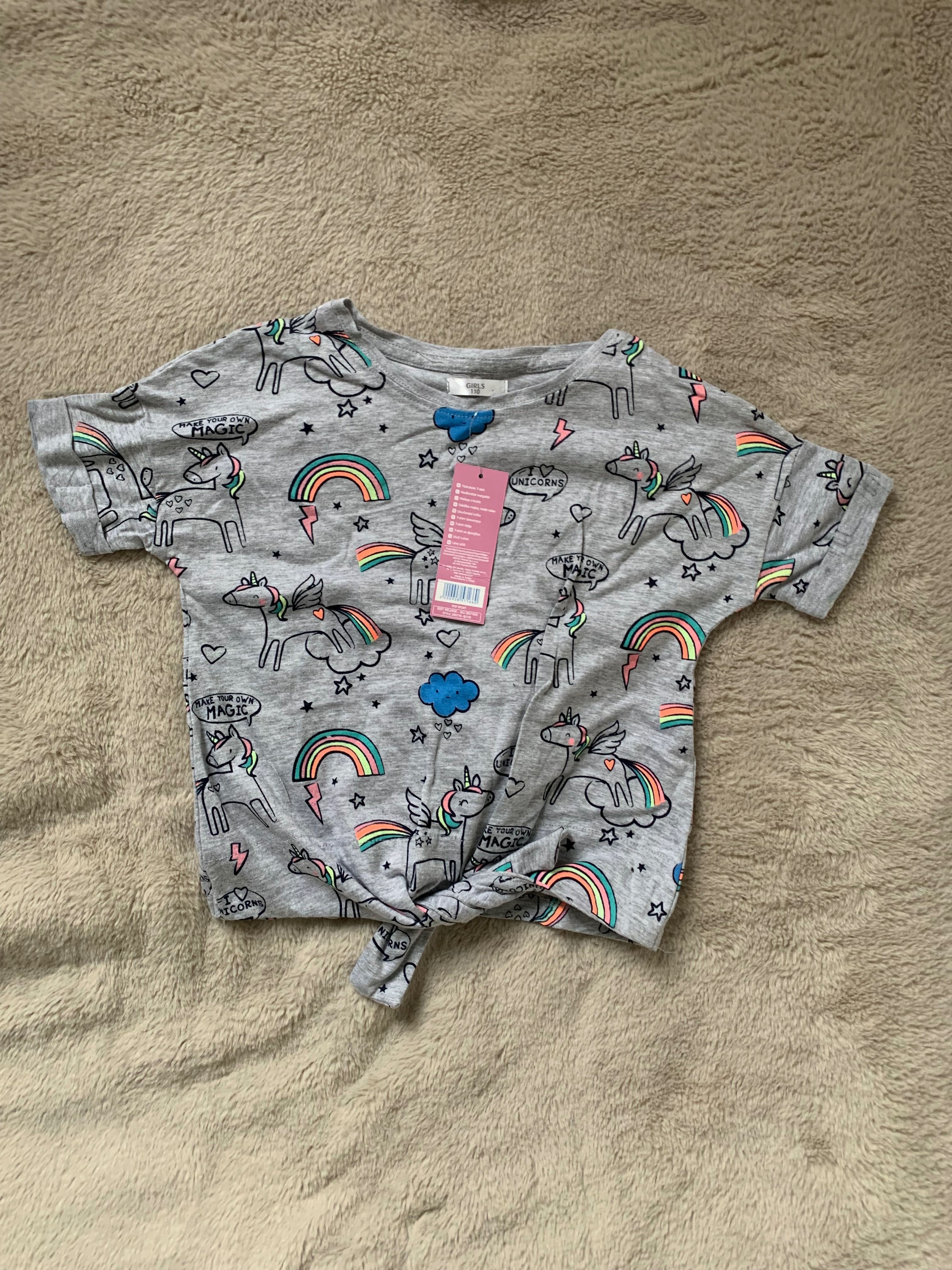 Tshirt dla dziewczynki, jednorożce 110, Pepco