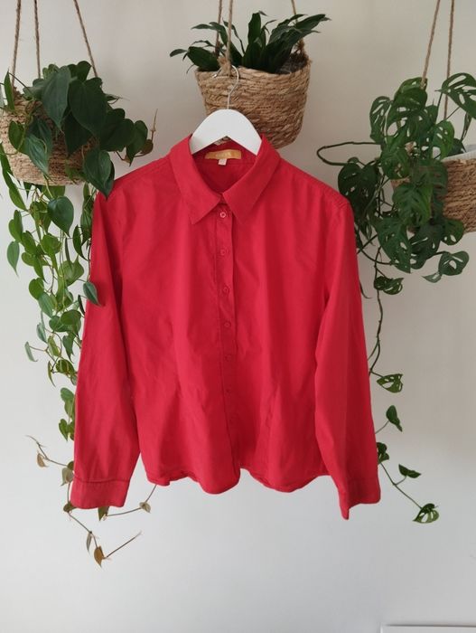 Koszula damska, taliowana, z bawełny, czerwona r.46 BIBA