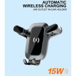 Автотримач телефона гравітаційний з бездротовою зарядкою WUW-Z29 15W