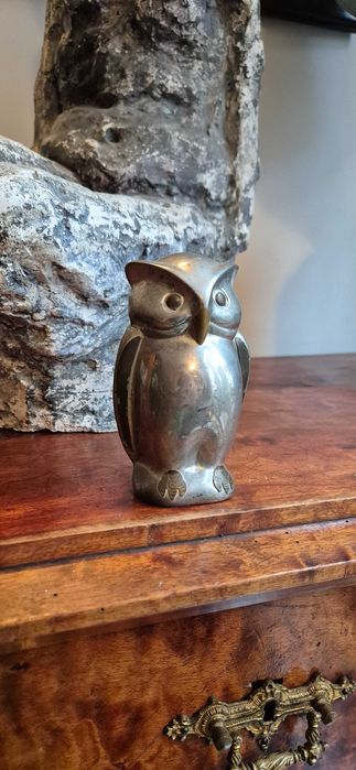 Rzeźba Stara mosiężna sowa secesja art nouveau art deco glamour antyk