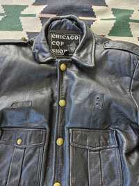 Blusão cabedal Chicago Police vintage tamanho L