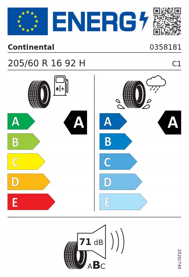 4x Opona letnia Continental EcoContact 6 205/60R16 92H Demo