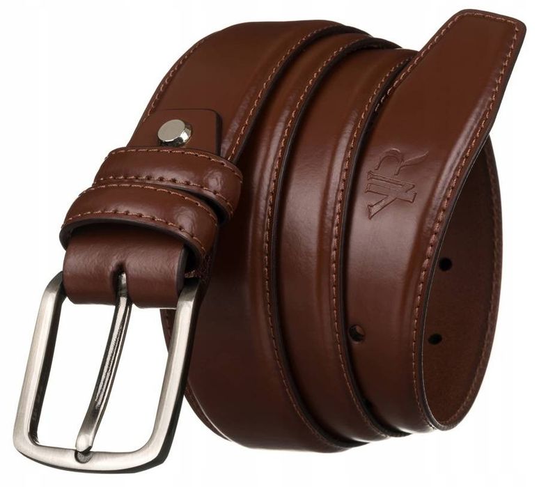 szeroki, skórzany pasek męski z tradycyjną klamrą - rovicky 110