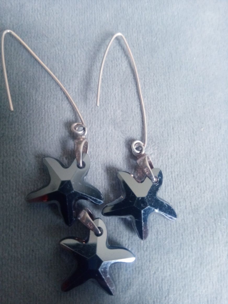 Srebrne Kolczyki i przywieszka Swarovski