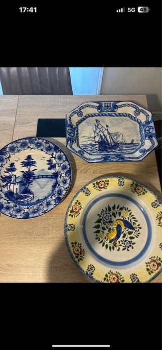 3 pratos de porcelana pintados à mão