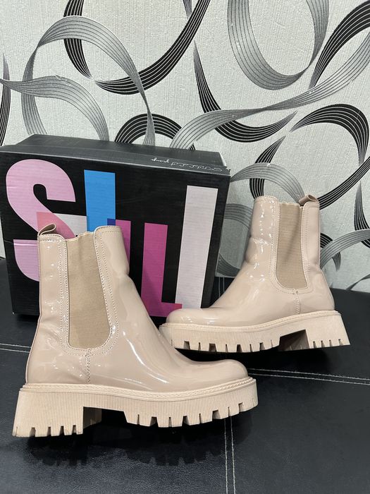 Ботинки челсі лаковані демісезоні лакові ботинки челси сапоги лаковые