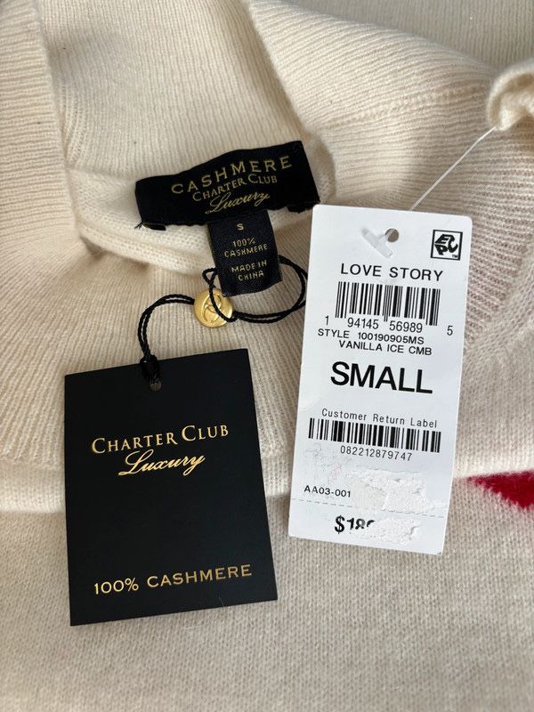 Sweter półgolf 100% kaszmir Charter Club rozmiar S