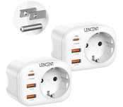 Zestaw 2 adapterów podróżnych USA na EU 4 w 1 QuickCharge LENCENT