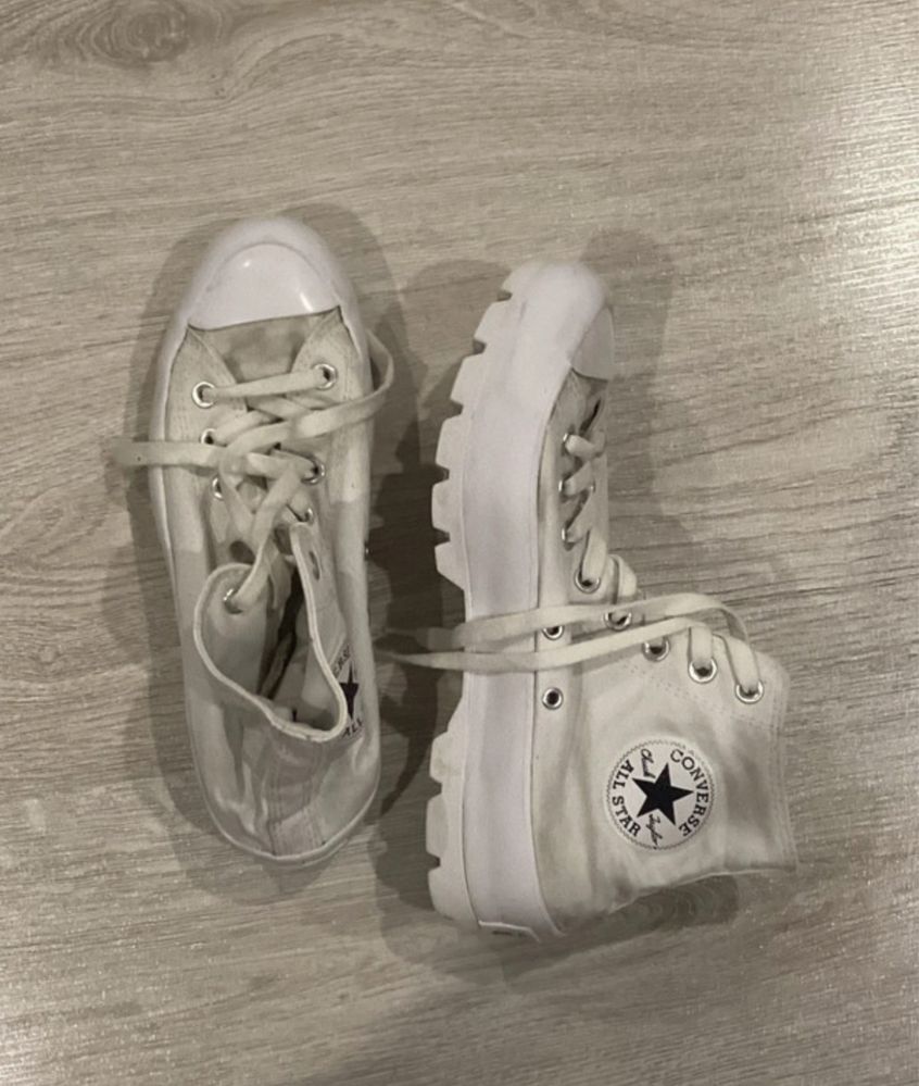 Biale buty converse na platformie 40