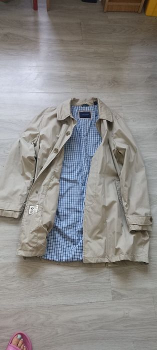 Beżowy płaszcz męski przejściowy trencz Tommy Hilfiger rozmiar L