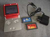 Konsola GAME BOY ADVANCE SP (Limitowana Mario) + gry + ładowarka.
