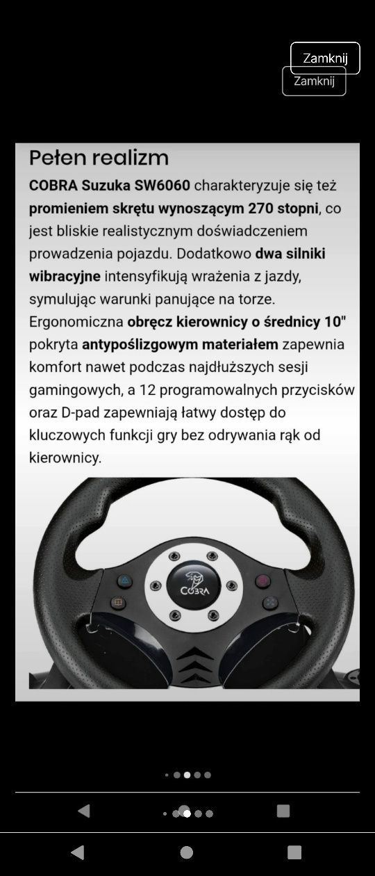 Kierownica + akcesoria