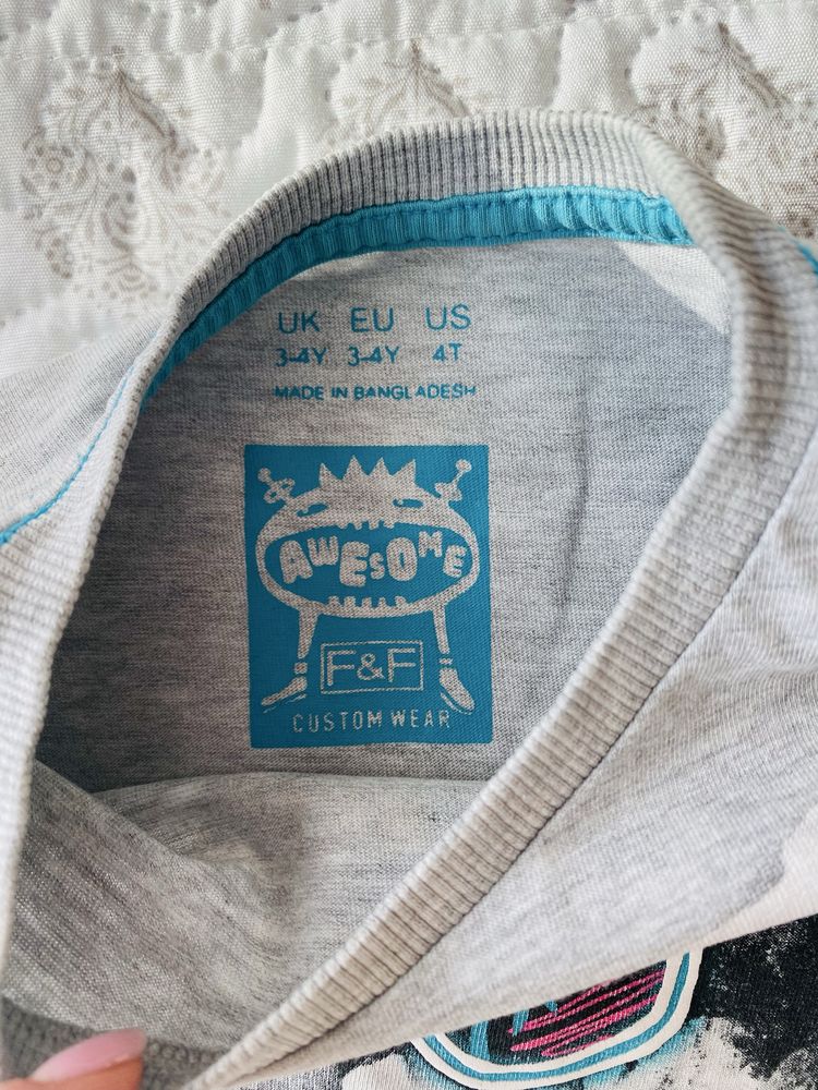 Koszulka T-shirt Top bluzka z pieskiem 3-4 lat 100% bawełna F&F lato