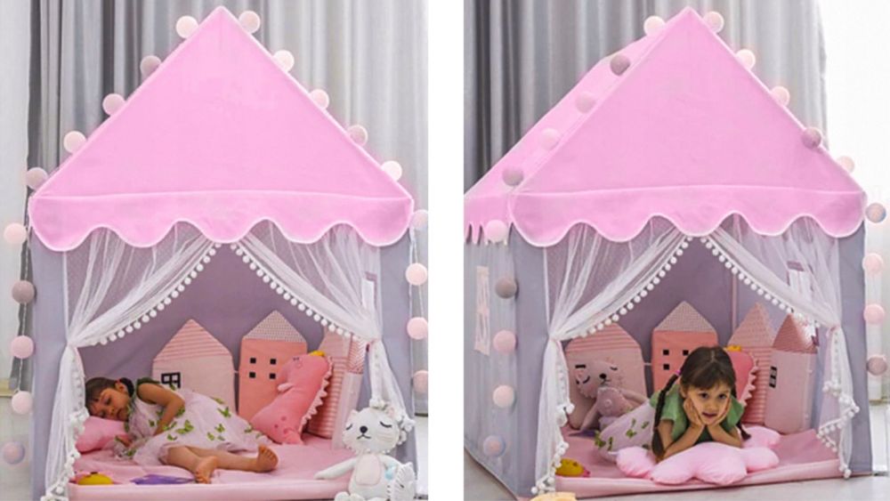 Namiot Domek Zamek z Oświetleniem Lampki Ogrodowy Domowy dla Dzieci